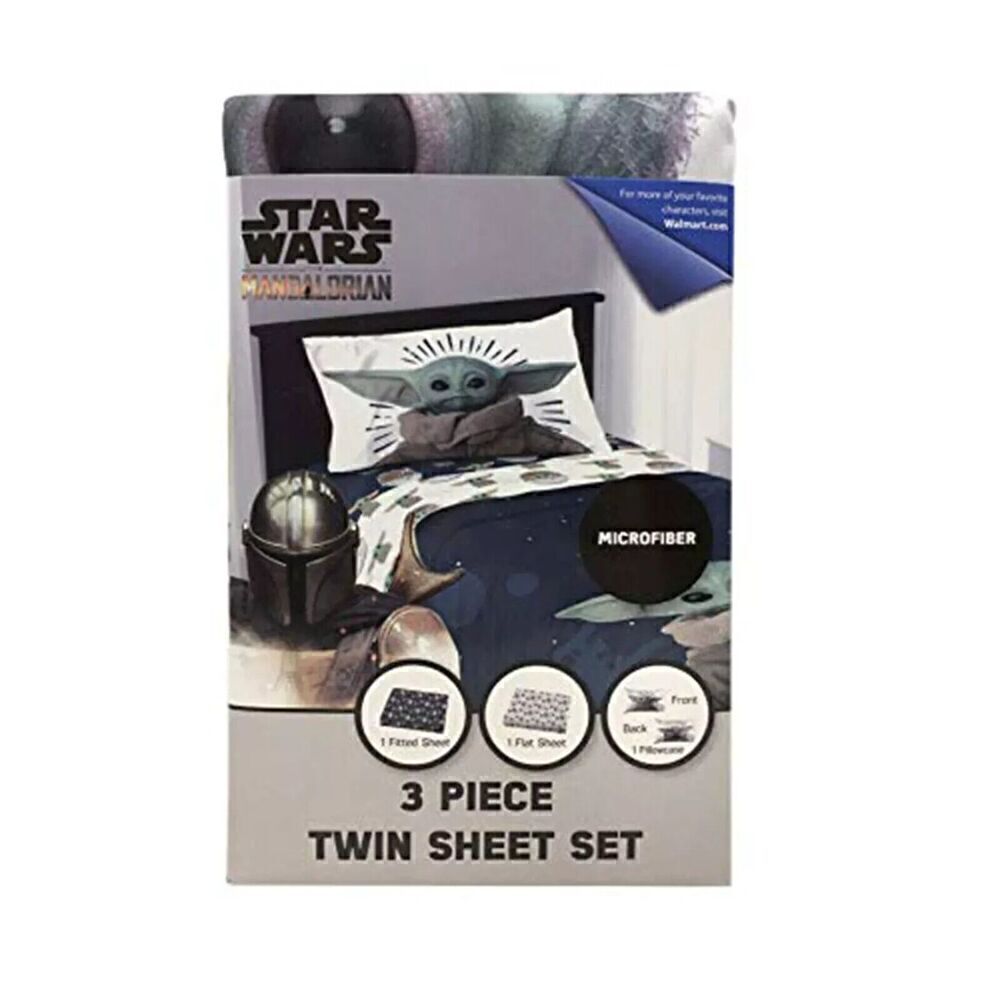 Star Wars The Mandalorian Soft Polyester 3 Piece Twin Bedding Sheet Set for Kids
